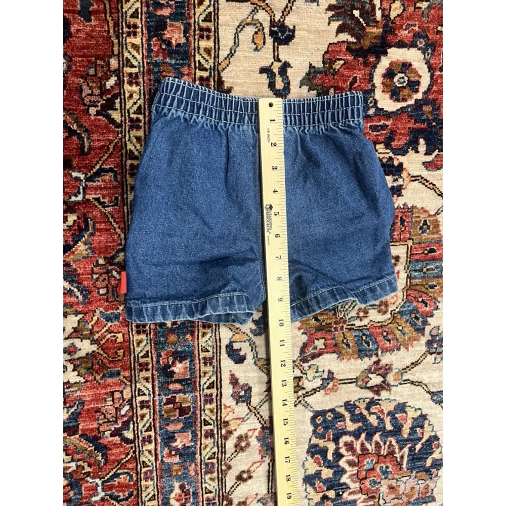 Vintage Sesame Street Pull On Elastic Denim Shorts w Elmo Tab Size 24 Months